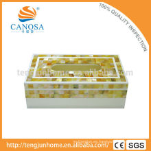 Caja de tejido de mosaico dorado de madre de perla